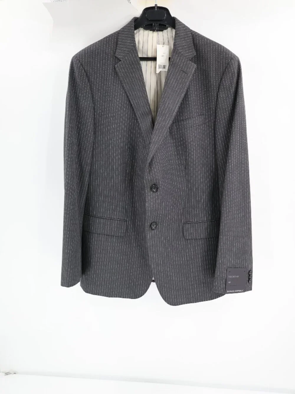 NWT Banana Republic Sport Coat Mens 44R Striped Cotton flannel Tailored Fit gray
